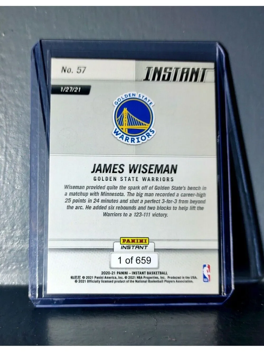 James Wiseman 2020-21 Panini NBA Instant #57 Rookie Basketball Card 1 of 659